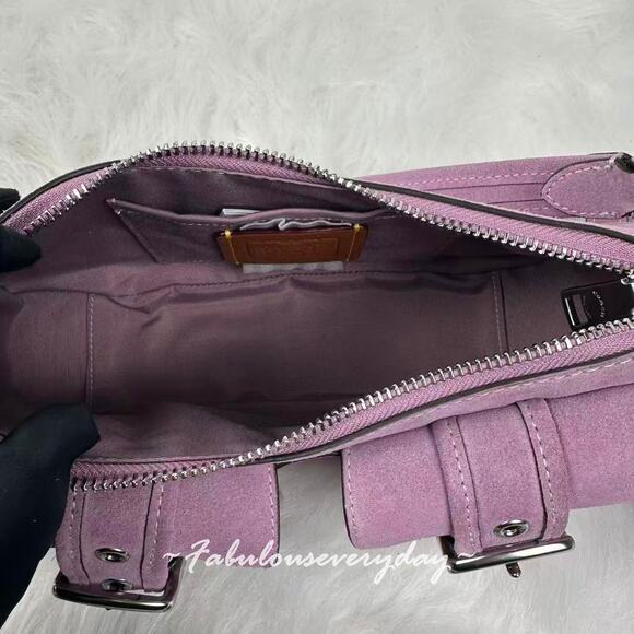 Coach Ashton Shoulder Bag Crossbody In Suede/Silver/Light Violet CDA95 NWT - Picture 6 of 7